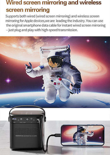 Volto Mini 3D Projector DLP (DMD) Full HD LED Lamp with Wi-Fi and Built-in Speakers Gray