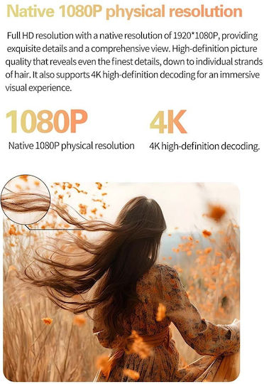 Volto Mini 3D Projector DLP (DMD) Full HD LED Lamp with Wi-Fi and Built-in Speakers Gray