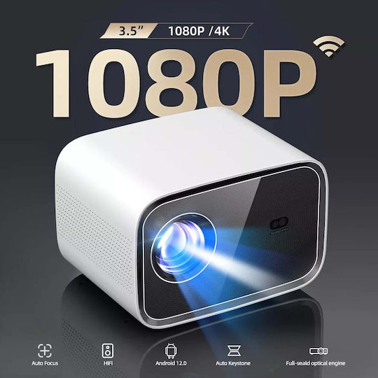 Volto Mini Projektor LCD Full HD LED-Lampe mit Wi-Fi und Eingebauten Lautsprechern Weiß