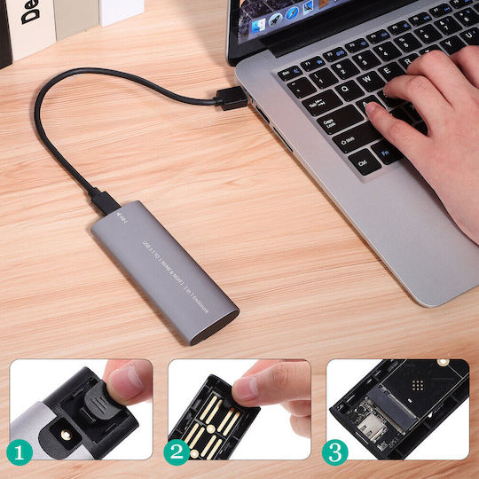 Case for Hard Drive M.2 SATA III with Connection USB 3.1 / SATA Gray