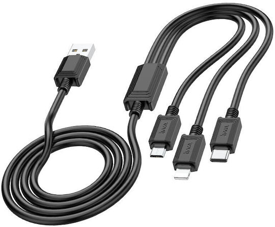 Hoco Regulär USB zu Blitzschlag / Micro-USB / Typ-C,TC-TC Kabel 2A Schwarz 1m