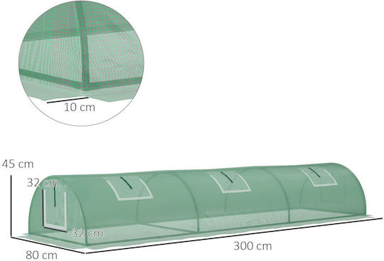 Outsunny 845-769V01GN Greenhouse Tunnel 3x0.8x0.45m