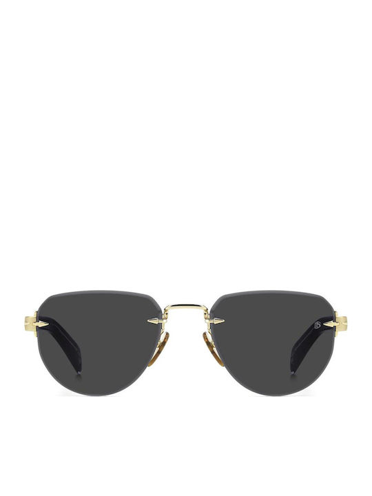 David Beckham Men's Sunglasses with Gold Metal Frame and Gray Lens DB 7144/S RHL/IR