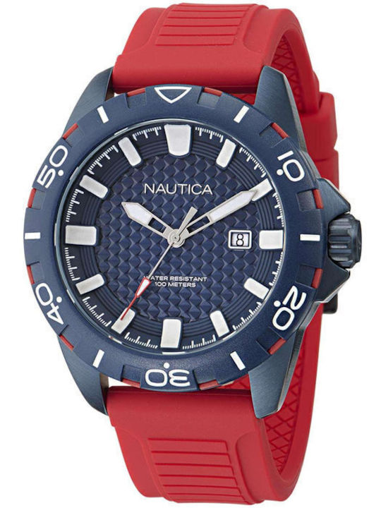 Nautica Ανδρικό Ρολόι Μπαταρίας με Μπλε Καουτσούκ Λουράκι