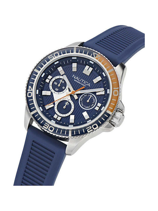 Nautica Men's Watch Battery with Blue Rubber Strap