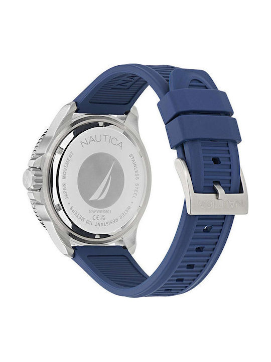 Nautica Men's Watch Battery with Blue Rubber Strap