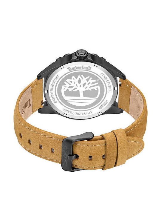 Timberland Ανδρικό Ρολόι 45mm Μπαταρίας με Καφέ Δερμάτινο Λουράκι