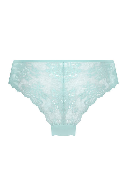 Invisible Γυναικείο Brazil χωρίς Ραφές με Δαντέλα Eggshell Blue