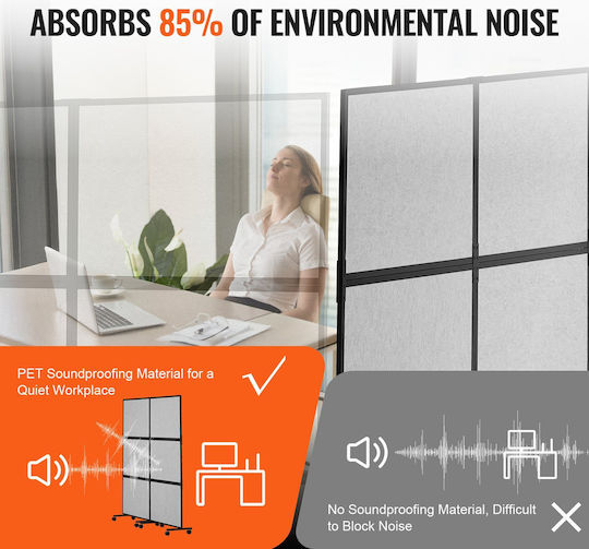 Vevor Acoustic Room Divider Partition Panel Screen Privacy 2 Pack Ανοιχτό Γκρι