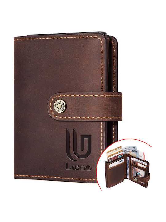 Leather Men's Wallet Classic with RFID and Slide Mechanism Brown