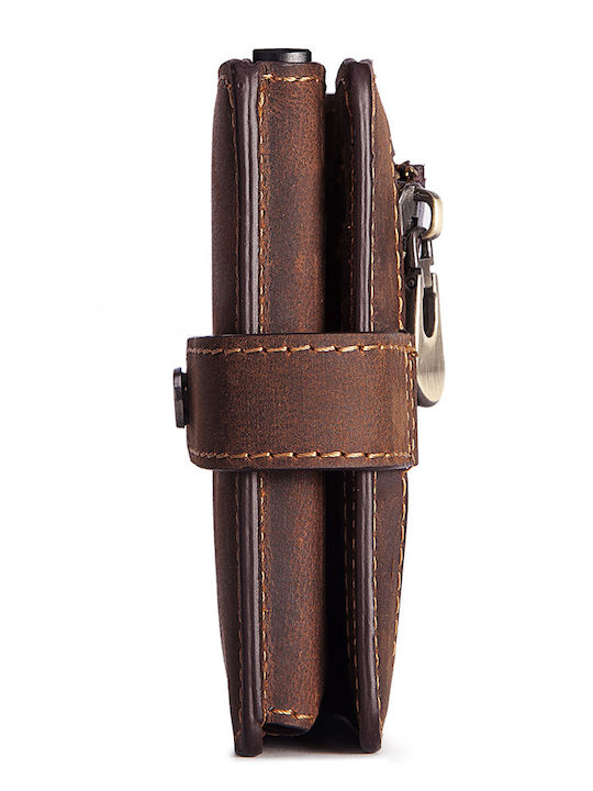 Leather Men's Wallet Classic with RFID and Slide Mechanism Brown