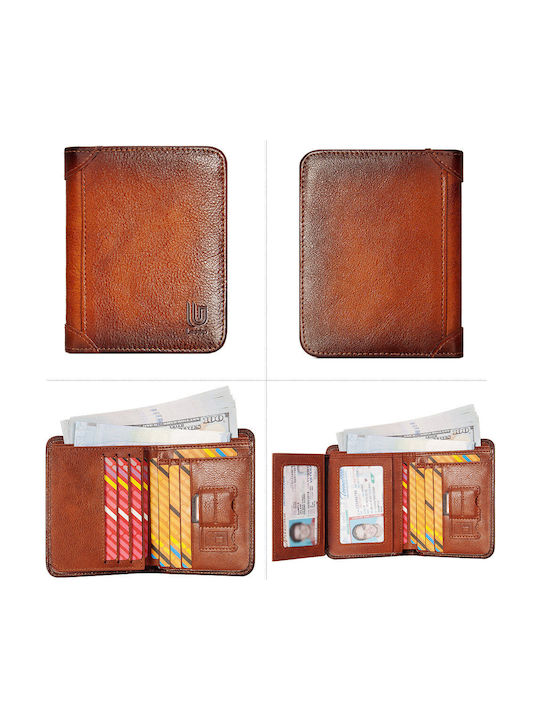 Leather Men's Wallet Classic with RFID Tabac Brown