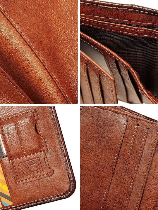 Leather Men's Wallet Classic with RFID Tabac Brown