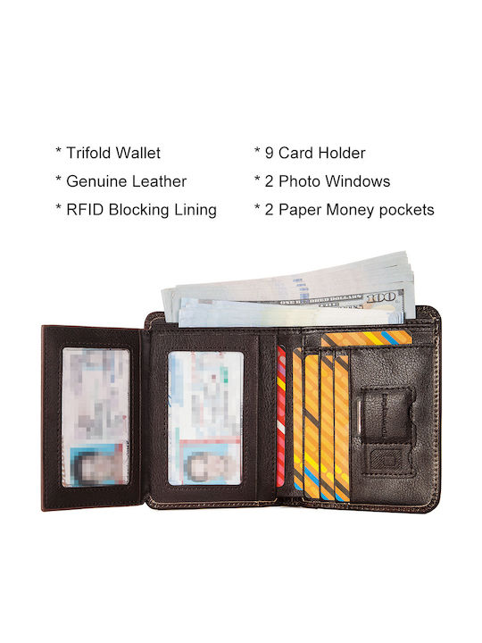 Кожен Мъжки Портфейл с RFID Кафяв
