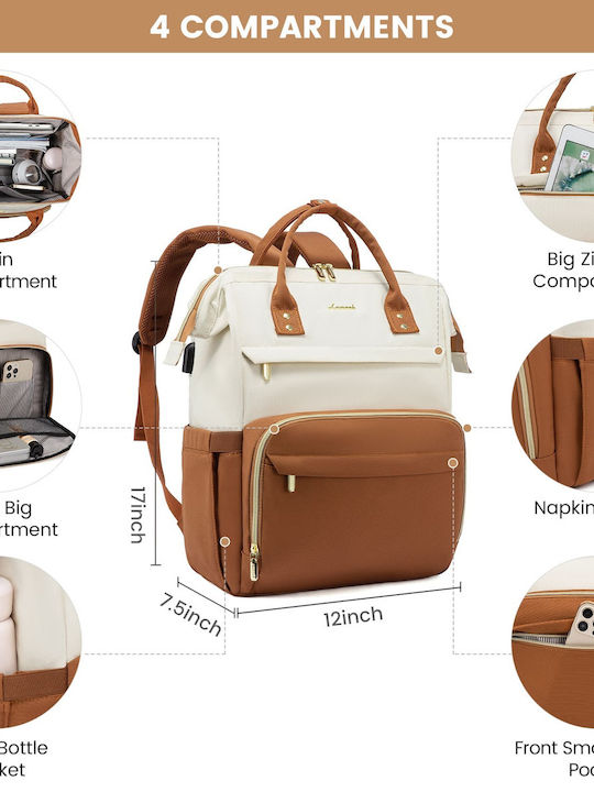 Lovevook Wasserdicht Tasche Rucksack für Laptop 15.6" beige/brown WB1577