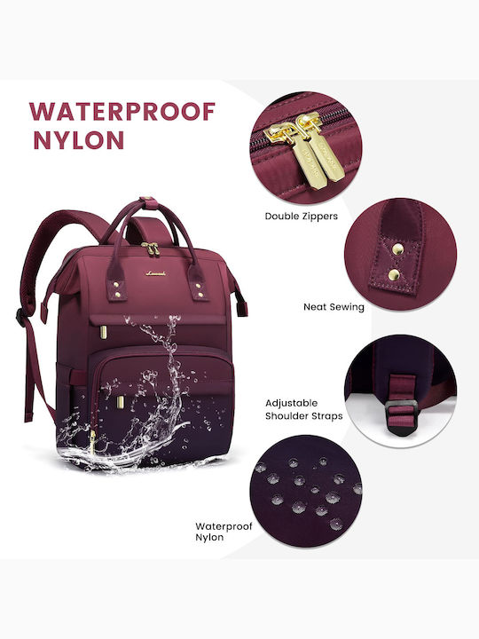 Lovevook Waterproof Backpack Backpack for 15.6" Laptop Burgundy MB2197