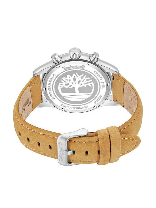 Timberland Ανδρικό Ρολόι Χρονογράφος Μπαταρίας με Καφέ Δερμάτινο Λουράκι