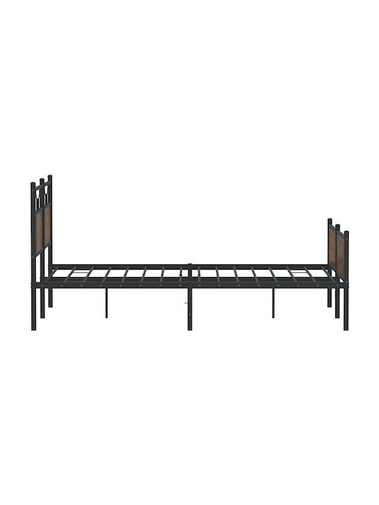 Doppelbett Aus Holz Braun mit Lattenrost für Matratze 137x190cm