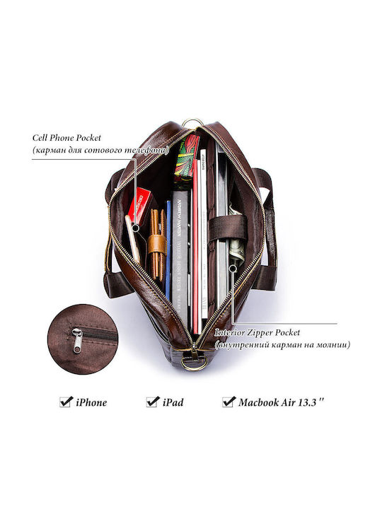 Leather Men's Bag Handbag Brown