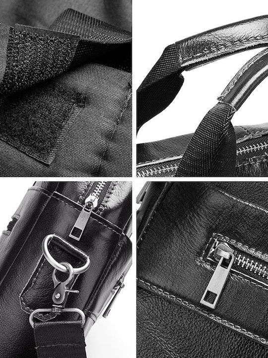 Leather Men's Bag Handbag Black