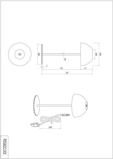 Trio Lighting Πλαστικό Πορτατίφ LED με Πορτοκαλί Καπέλο και Βάση
