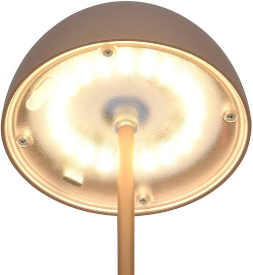 Trio Lighting Kunststoff Tischlampe LED mit Braun Schirm und Basis
