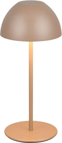 Trio Lighting Kunststoff Tischlampe LED mit Braun Schirm und Basis