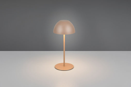 Trio Lighting Kunststoff Tischlampe LED mit Braun Schirm und Basis