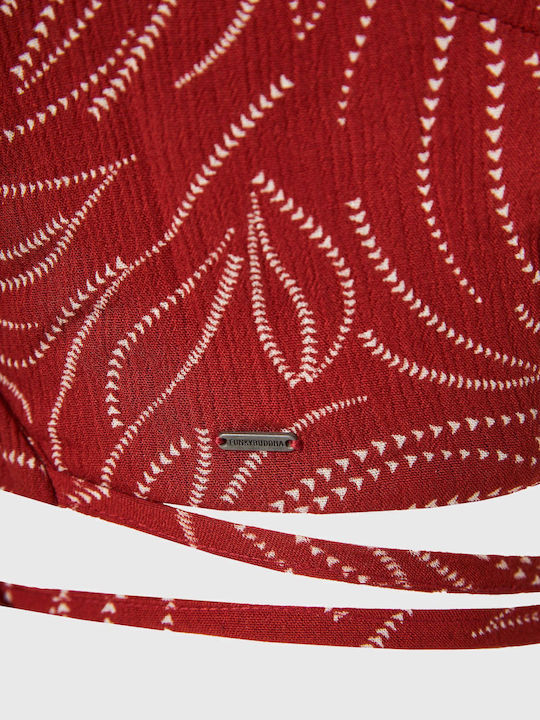 Women's Crop Top with V Neckline Spice Brown Red