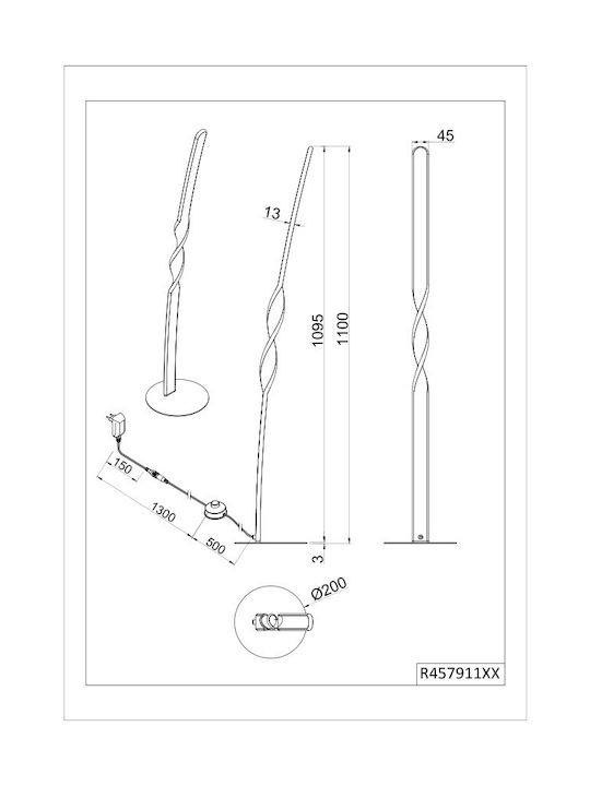 Trio Lighting LED Φωτιστικό Δαπέδου Μαύρο