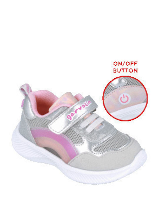 Παιδικά Sneakers με Φωτάκια Ασημί