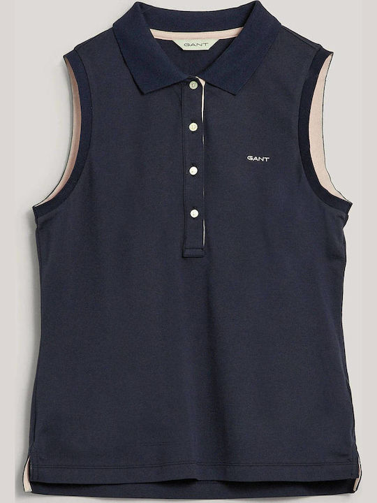 Women's Polo Blouse Sleeveless Dark Blue
