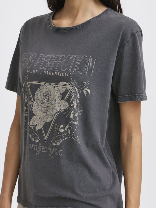 Women's Blouse Short Sleeve Washed Grey - Grey