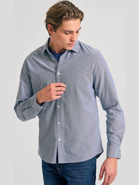 Long-sleeved Cotton Shirt Navy Mel