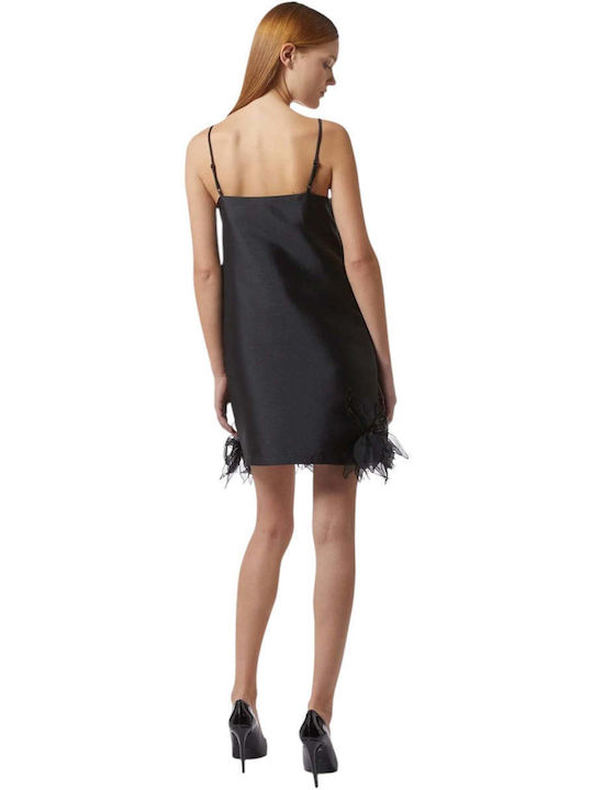 Summer Mini Evening Satin Black Dress