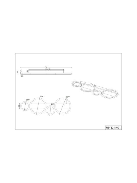 Trio Lighting Πλαφονιέρα Οροφής με Ενσωματωμένο LED