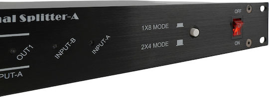 Light4me Xsplit 2x4 DMX Signal Distributor Splitter 8-Channel 19” 1U Rack Two Operation Modes DMX Splitter Dual Operation 1x8 or 2x4