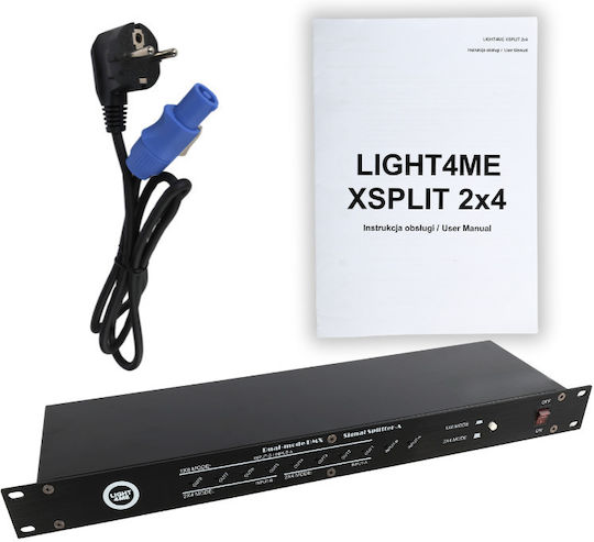 Light4me Xsplit 2x4 DMX Signal Distributor Splitter 8-Channel 19” 1U Rack Two Operation Modes DMX Splitter Dual Operation 1x8 or 2x4