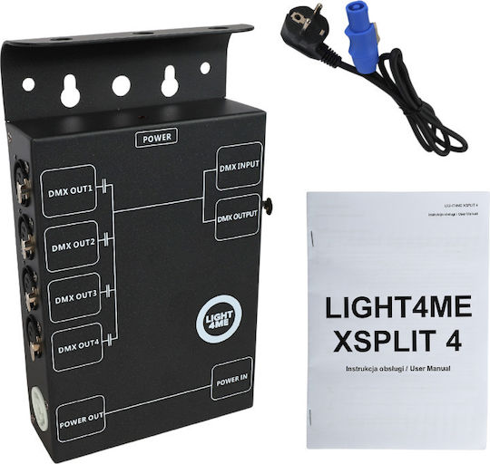 Light4me Xsplit 4 DMX Signal Distributor Splitter 4-Channel Mounting Bracket DMX Splitter 1 x 4