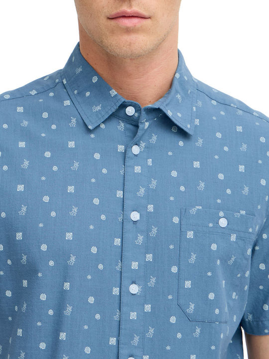Short-sleeved Cotton Shirt Blue