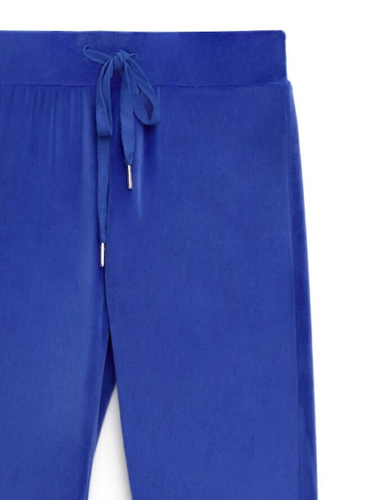 Hohe Taille Jogginghose Ausgestellt Samt Blau