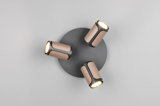 Trio Lighting Τριπλό Σποτ σε Καφέ Χρώμα