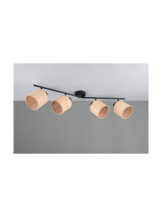 Trio Lighting Σποτ με 4 Φώτα σε Μαύρο Χρώμα
