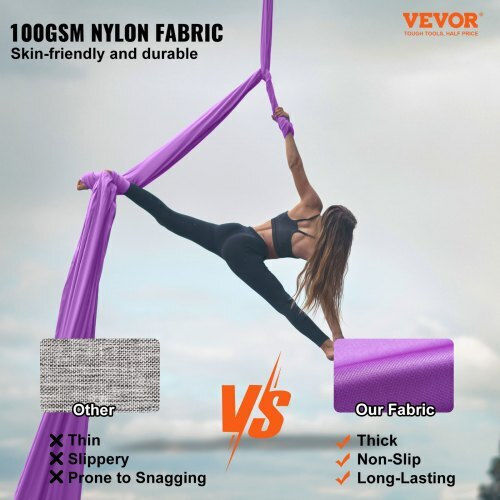 Aerial Yoga Swing 8.7 Yards Aerial Yoga Hammock Nylon Fabric 100% Material Easy Setup Guide Aerial Flight All Fitness Levels Purple