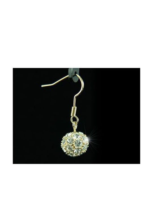 Позлатени обеци с кристали Swarovski Alexa, дължина 3 см, размер на топчето 1.1 см, позлатен метал