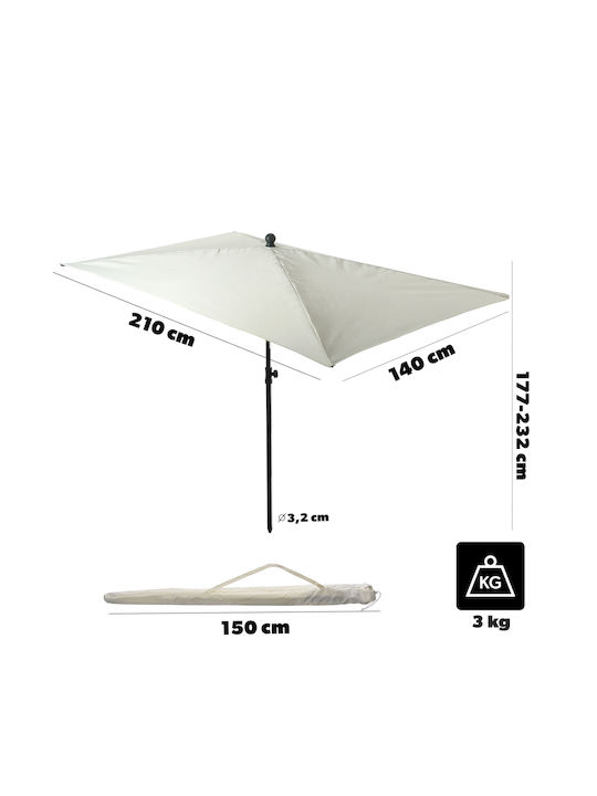 Umbrelă Pătrată Metalică Ecru 2.1x2.1xÎnălțime 2.48m