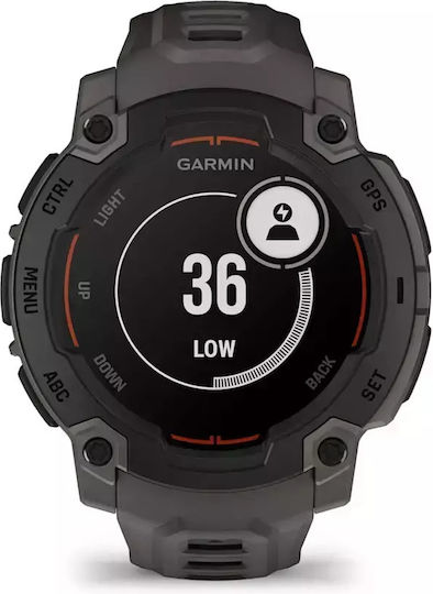 Garmin Instinct E 45mm Αδιάβροχο Smartwatch με Παλμογράφο (Black with Charcoal Band)