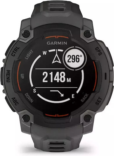 Garmin Instinct E 45mm Αδιάβροχο Smartwatch με Παλμογράφο (Black with Charcoal Band)