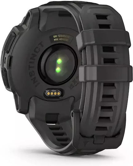 Garmin Instinct E 45mm Αδιάβροχο Smartwatch με Παλμογράφο (Black with Charcoal Band)