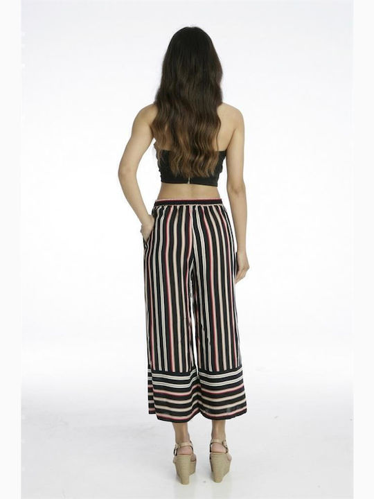 Rouxaki Women's Culottes with Elastic Regular Fit Striped Brown